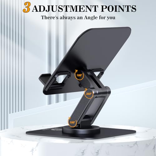 OCYCLONE iPad Stand, 360° Rotating Adjustable Foldable iPad Tablet Holder for Desk Compatible with Kindle Tablet iPad 4" - 15.6" Portable Monitor Stand, Black