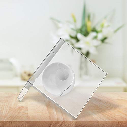 MerryNine Crystal Book Ends with Crystal Ball, 2 Pcs Clear L Shape Non Skid Sturdy Crystal Decorative Bookends for Heavy Books, Bookshelf, Office, School Library, Decorative Ornaments