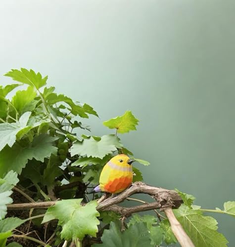 Handmade Wooden Leiothrix Figurines- Hand-Carved Colorful Lovebird Statues - Solid Wood Bird Sculptures for Home Decor, Wedding Anniversary & Bird Lover Gifts - color: Colour