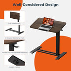 Medical Adjustable Overbed Bedside Table with Casters 90° Tilting Desktop, Pneumatic Mobile Laptop Computer Standing Desk Cart with Tray, Hospital Table(31.5" W x 17.7" D, Mahogany) - color: Mahogany, size: 3218
