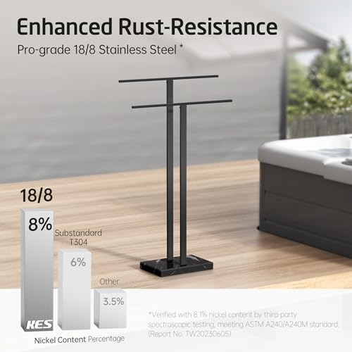 KES Standing Towel Rack with Black Natural Marble Base, 2-Tier Towel Rack Stand for Bathroom Floor, Bath Towel Holder Fits Bath Towel & Hand Towel,18/8 Stainless Steel, BTH217-BBK - color: Black Marble & Black Bar, size: 33” H (2-tier)