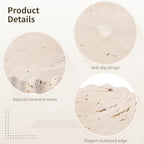 Travertine Jewelry Dish, 5.9 in Small Scallop Edge Stone Tray, Beige Round Marble Pattern Perfume Tray for Women, Decorative Storage Plate for Bathroom, Kitchen, Dresser