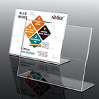 NIUBEE Slanted Back Acrylic Sign Holder 6 x 4 Inches, Clear Plastic Sign Holder Paper Display Table Stand for Office, Store, Restaurant -Horizontal (6 Pack) - size: 4x6, style: Horizontal