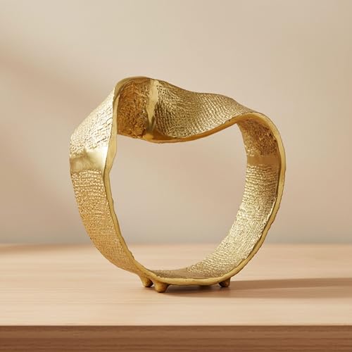 Decorative Sculpture Table Top – Twisted Ring Modern Coffee Table Decor, Aluminum Accent Piece for Coffee Tables, Shelves & Living Rooms – Elegant Indoor Home Decor – 10", Gold - size: 10"