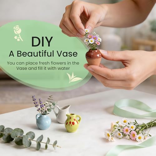 Cute Mini Ceramic Vase Magnets for Fridge, Funny Small Plant Magnets, Tiny 3D Plant Vase for Refrigerator Decoration Kitchen Locker Kitchen Office (8 Pack) - color: 8 Pack