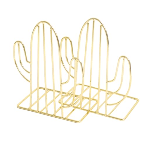 Cactus Bookends Metal Creative Plant Shape Book Stand Organizer for Home Office Desk Compact 7.08X5.31X3.54 Inch Book Rack for Books Files Magazines