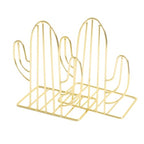 Cactus Bookends Metal Creative Plant Shape Book Stand Organizer for Home Office Desk Compact 7.08X5.31X3.54 Inch Book Rack for Books Files Magazines