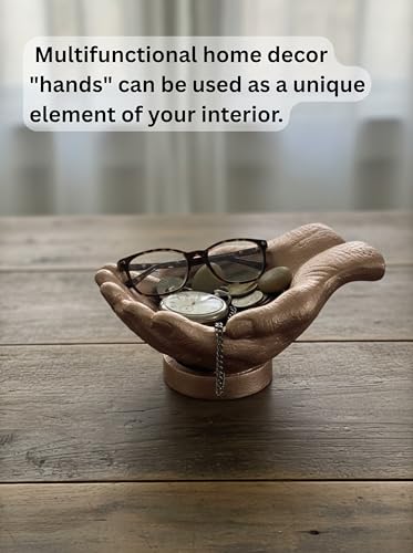 Copper Antique Caring Cupped Hands Shaped Decorative Hand Bowl-Cute Catch All Trinket Tray-Candy Dish Offering Stand-Home Decor Hand Jewellery Holder-Mother’s Day Birthday Christmas Gift - color: Copper Antique