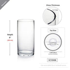 WGVI Quality Thick Weighted Clear Cylinder Glass Vases, 4" W x 8" H, Flower Arrangement Floating Candle Holders Wedding Centerpieces Terrarium Planter Floral Pen Brush Storage Container, 1 Piece - size: 4"x8"H