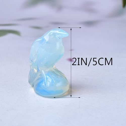 Natural Opal Crystal Raven Statue 2" Healing Crystal Handmade Sculpture Lucky Guardian Pocket Statues Reiki Meditation Office Home Decoration Gift - color: Opal
