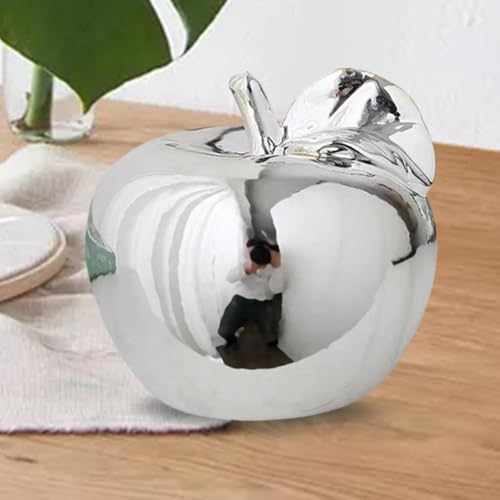 Fenteer Fruit Sculpture Desktop Statue Delicate Ideal Gifts Artistic Ornament Ceramic Figurine for Rooms Porches Desktops Homes Cafes, Silver, L - color: Silver, size: Large
