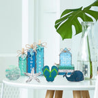 Vercraft 11 Pcs Summer Beach Table Decorations Ocean Tiered Tray Decor Summer Centerpiece Decorative Wood Books Table Top Decor Starfish Wooden Sign for Home Party Supplies (Ocean) - style: Ocean