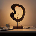 LAPTAIN Wood Table Lamp, Irregular Jujube Tree Wooden Bedside Lamp, Creative Home Decor Table Lamp, Bedside Night Light for Bedroom, Living Room, E12, ON-Off Button,Wood Base - size: Large