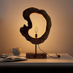 LAPTAIN Wood Table Lamp, Irregular Jujube Tree Wooden Bedside Lamp, Creative Home Decor Table Lamp, Bedside Night Light for Bedroom, Living Room, E12, ON-Off Button,Wood Base - size: Large
