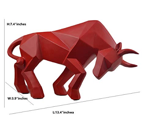 SMRTHMRT Abstract Geometric Sculptures Animals Statues,Collectible Figurines Home Office Tabletop Ornaments (Red Bull) - color: Red Bull