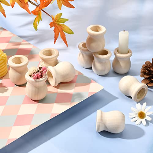 GORGECRAFT 1.5 Inch 10pcs Unfinished Wood Candle Cups Blank Candle Holders Wooden Candlesticks 4/5 Inch Hole Classics Flower Container for Hand Painting Crafts Home Wedding Decorations (Pack of 2) - size: 1.57x1.34inch,0.8inch (Pack of 2)
