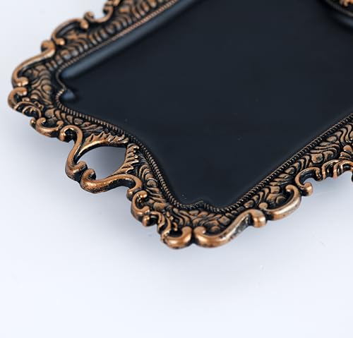 Funly mee 8 x 7 inches Antique Trinket Dish Vintage Jewelry Tray, Ring Holder (Black & Gold, M) - color: Black & Gold, size: Medium
