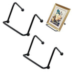 Skrfren 2PCS Small Display Stand, 2 Inch Small Plate Holder Display Stands Mini Metal Black Frame Stand Picture Frame Stands, Plate Holder for Displaying Photo Coaster Collectibles Book Mobile Phone