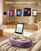 Miledi Tablet Pillow Stand, Compatible with 5"-12.9" Kindle, iPad, Phone/Tablet, 360° Rotating Phone Holder for Bed, Soft Plush Fabric, Detachable Bowl, Reading and Relaxation on Bed, Purple - color: Purple