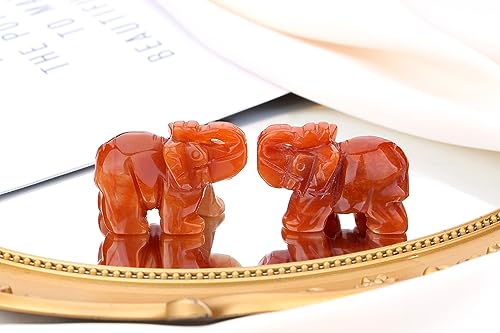 QINJIEJIE Red Aventurine Crystals Elephant Decor Cute Desk Stones Polished Figurine Natural Gemstones Luck Decoration Home Room Office Pocket Hippie Statue Meditation Spiritual Gift for Women - color: Red Aventurine