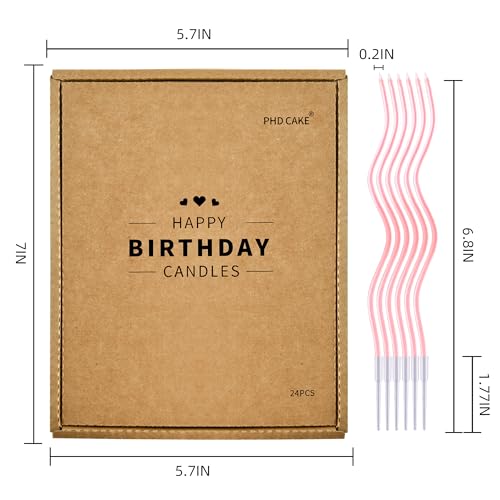 PHD CAKE 24-Count Pearl Pink Spiral Long Thin Birthday Candles, Cake Candles, Birthday Parties, Wedding Decorations, Party Candles - color: Pearl Pink