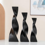 7.28 Inch Black Small Ceramic Bud Vase Tall Twisted Minimalist Vase for Single Stem Flowers Narrow Neck Decorative Floral Bottle Home Office Table Decor
