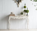 WILLIAMSPACE 46" Farmhouse Console Table, French Country Wooden Hallway Table, Unique Retro Entryway Table Long Accent Sofa Table for Living Room Bedroom, Slimline Whitewash Console Table - color: 46" Farmhouse Console Table