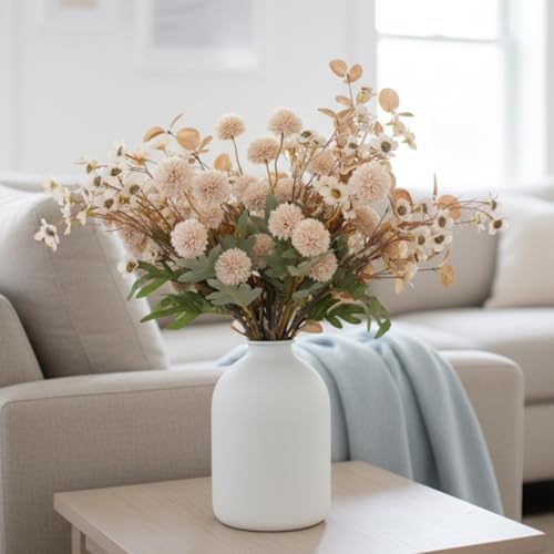 Large White Vase, Big Iron Vase for Long Stem Flowers, White Arlo Matte Finish for Modern Minimalist Table Decor, Japandi Home Decor - color: White