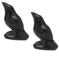 2Pcs Raven Statue Figurine, Black Crow Decor Sculpture, 2 Inch Natural Stone Creative Bird Ornament, Obsidian Crystal Stone Lucky Healing Guardian Animal Pocket Figure for Office Home Decoration Women