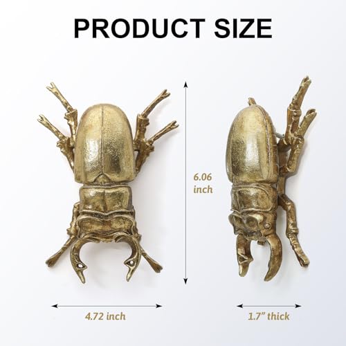 Gold Insect Wall Decor - Unique Bug and Beetle Design Gold Resin, Perfect for Victorian and Modern Home Decor