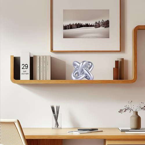 DOVDOV Silver Knot Sculpture, Three Knot Sculpture Silver Home Decor Accent, Suitable for Rustic Style Coffee Tables, Living Room Dining Tables, entryway Shelves, and Small Decorations. - color: Silver