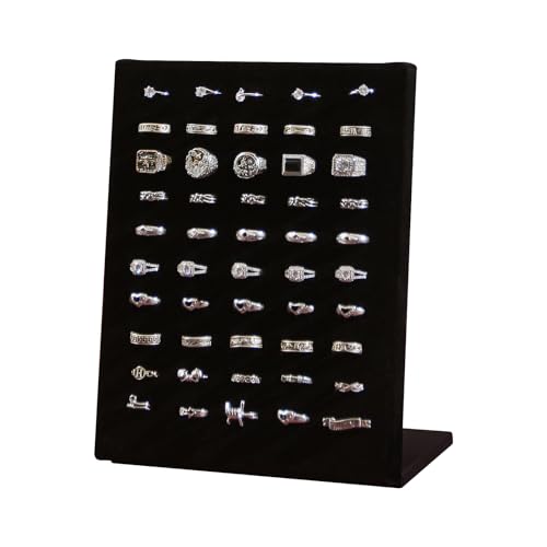 Coward 4pcs Velvet Ring Holder Stand, 50 Slots Jewelry Ring Display Tray, Finger Jewelry Pad Showcase Organizer for Home or Store Sell Show (Black Velvet) - color: Black Velvet, size: 4 pcs