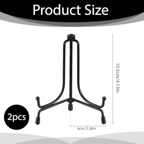 2 PCS Small Plate Stand, 4 Inch Anti-Slip Iron Plate Display Stand Black Iron Plates Stands for Display Upgraded Easel Displays Stands Photo Holder for Picture Frame, Decorative Plates, Collection