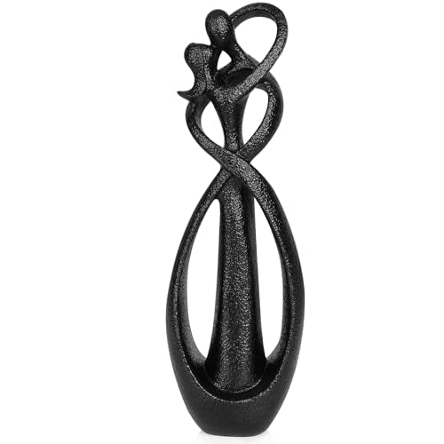 Trycooling Kissing Lovers Statue Abstract Sculpture Resin Statues for Home Decor Modern Home Office Desktop Shelf Bookshelf Decor (Black, Large) - color: Black, size: Large