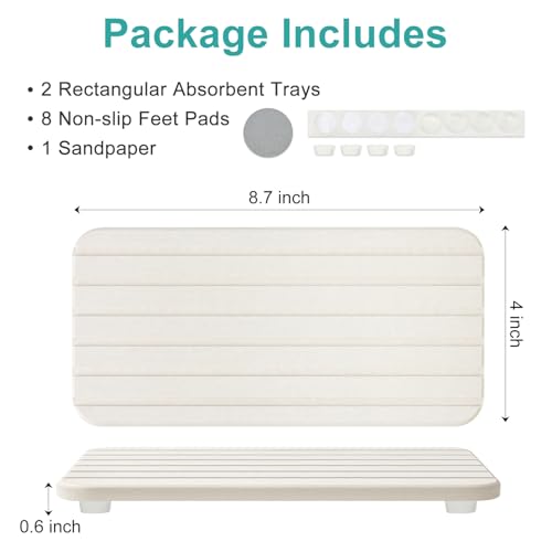 Diatomite Stone Drying Trays for Sink Bathroom Sink Tray Kitchen Counter Soap Dish Quick Drying Stone Mat for Kitchen Sink Diatomaceous Earth Tray Coaster Water Absorbing Stone Bathroom Trays - color: Light Grey Diatomite