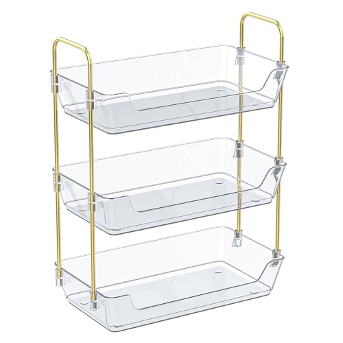 Leoenir 3-Tier Bathroom Organizer Countertop – Makeup, Perfume, and Skincare Storage Tray for Bathroom, Dresser, and Vanity