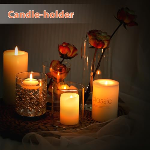 UPBUD 4 Inch Small Glass Cylinder Vases for Centerpieces | 12pcs Clear Flower Vase for Wedding Decorations, Floating Candle Vases in Bulk, Hurricane Candle Holders for Table, Home Décor - color: 4 Inch
