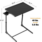 Allpop TV Tray Table - Adjustable TV Dinner Tray for Eating, Folding Laptop Table with 6 Heights & 3 Tilt Angles, Cup Holder on Couch & Bed, Black - color: Black, size: Allpop-TV Tray