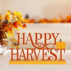 COCHIE Metal Happy Harvest Sign, Orange Fall Decorations for Home, Office, Shelf, Mantel, Indoor, Autumn Pumpkin Decoration, Hello Fall Leave Decor (Harvest) - style: Harvest