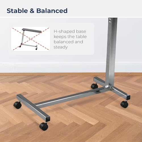 Drive Medical 13003 Non Tilt Top Overbed Table with Wheels, Chrome - color: Chrome