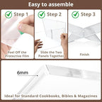 Acrylic Desktop Book Stand, Clear Angled Book Holder Display for Cookbooks, Magazines & Art Books, 12×7×5 in Slim Transparent Reading Stand for Desk & Coffee Table - size: 6mm Thick-12*7*5in