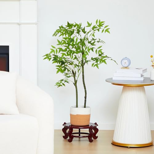 Geetery 2 Pcs 4 to 12 in Wooden Plant Stands Indoor Chinese Oriental Plant Stand for Vase Fishbowl Flower Pot Lamp Redwood Base Vintage Display Rack Decor(12 Inch) - size: 12 Inch