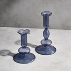 LampLust Taper Candle Holders, Set of 2 Blue Candle Holders, 4.5 & 6.5 in Glass Candle Holder, Fits Standard Taper Candles, Candle Sticks Holder Decor for Table Centerpieces, Coffee Table Decor