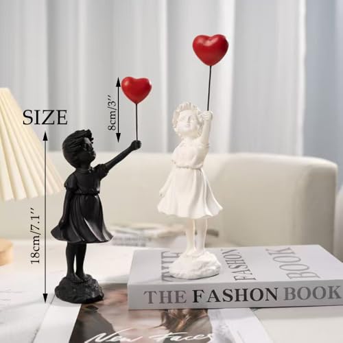 Banksy Street Graffiti Art Statue,Love Balloon Girl Statue,Room Decor Statue,Resin Statue Ornaments,Living Room Dining Desk Decorations,Bookshelf Decorative Objects,Modern Home Decor(Black) - color: 1-love Balloon Girl-black