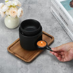 Black Wax Burner, Ceramic Tealight Warmer, Scented Oil Diffuser, Black Ceramic Tea Light Candle Holder - color: Black