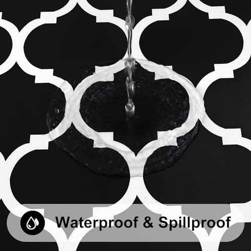 Smiry Round Picnic Tablecloth, Waterproof Elastic Fitted Table Covers for 36" - 44" Tables, Wipeable Flannel Backed Vinyl Tablecloths for Camping, Indoor, Outdoor, Black & White - color: Black & White, size: For Up To 36"-44" Round