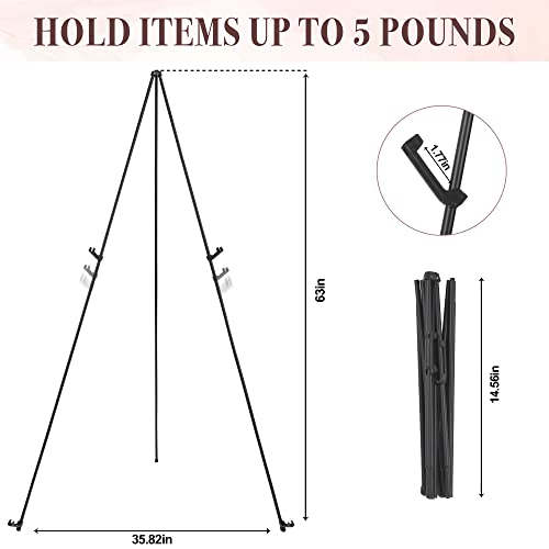 Easel Stand for Wedding Sign & Poster 63'' Easels for Display Portable Art Easel for Floor Adjustable Metal Easel Black 3 Pack - style: Black 3 Pack
