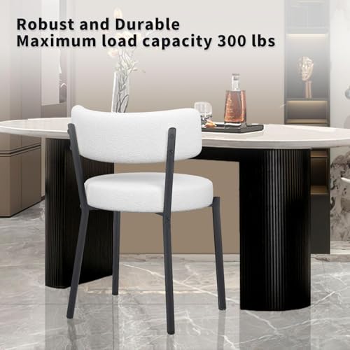 51'' Modern Glass Dining Table for 4, Rectangular Tempered Table Top Silver Base with 4 Minimalism White Boucle Dining Chairs, 5 Piece Dining Room Table Set, Easy Assemble - color: Silver+white Chairs, size: 51'' + 4 Chairs