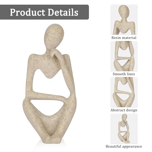 Sandstone Resin Thinker Style Abstract Sculpture Statue Collectible Figurines Home Office Bookshelf Desktop Decor (Small Sandstone, Right) - color: Small Sandstone, size: Right 1pc