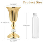 11.22’’ Small Gold Trumpet Vases for Centerpieces, Gold Vases Urn Metal Flower Arrangement Vase for Wedding Party Decoration, Pedestal Vase for Table Centerpiece
